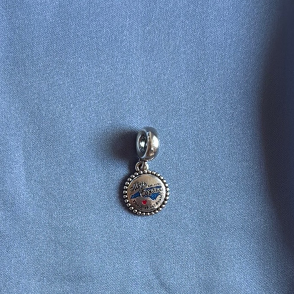 Pandora Silver Charm with Red and Blue Accents